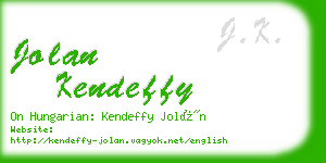 jolan kendeffy business card